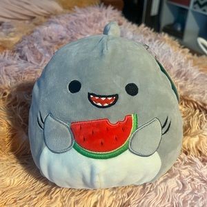 8” Gordon Grey Shark With Watermelon Squishmallow